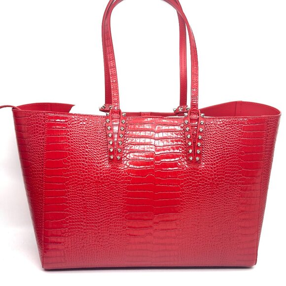 Christian Louboutin CABATA Spiked Studded Croc Leather Tote Bag w. Pouch - Picture 5 of 16